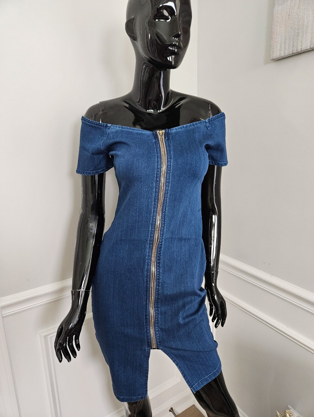 Haute Monde Denim Zipper Mini Dress
